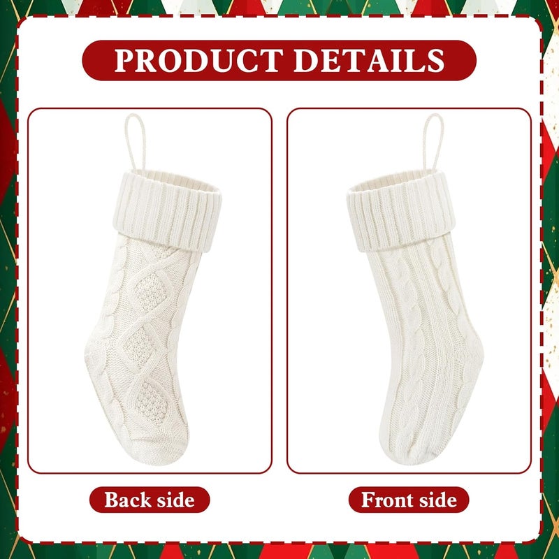 Doitory Store Christmas Stockings 18 Inches,Long Knitted Socks Christmas Decoration Hanging Stocking Fireplace Xmas Tree Stocking for Home Family（2white+2gray） - Image 4